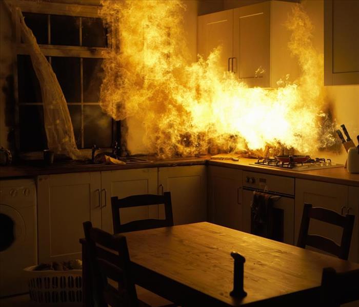 Fire in a kitchen